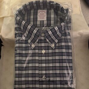 Brooks Brothers Navy and White Plaid Button-Down Shirt